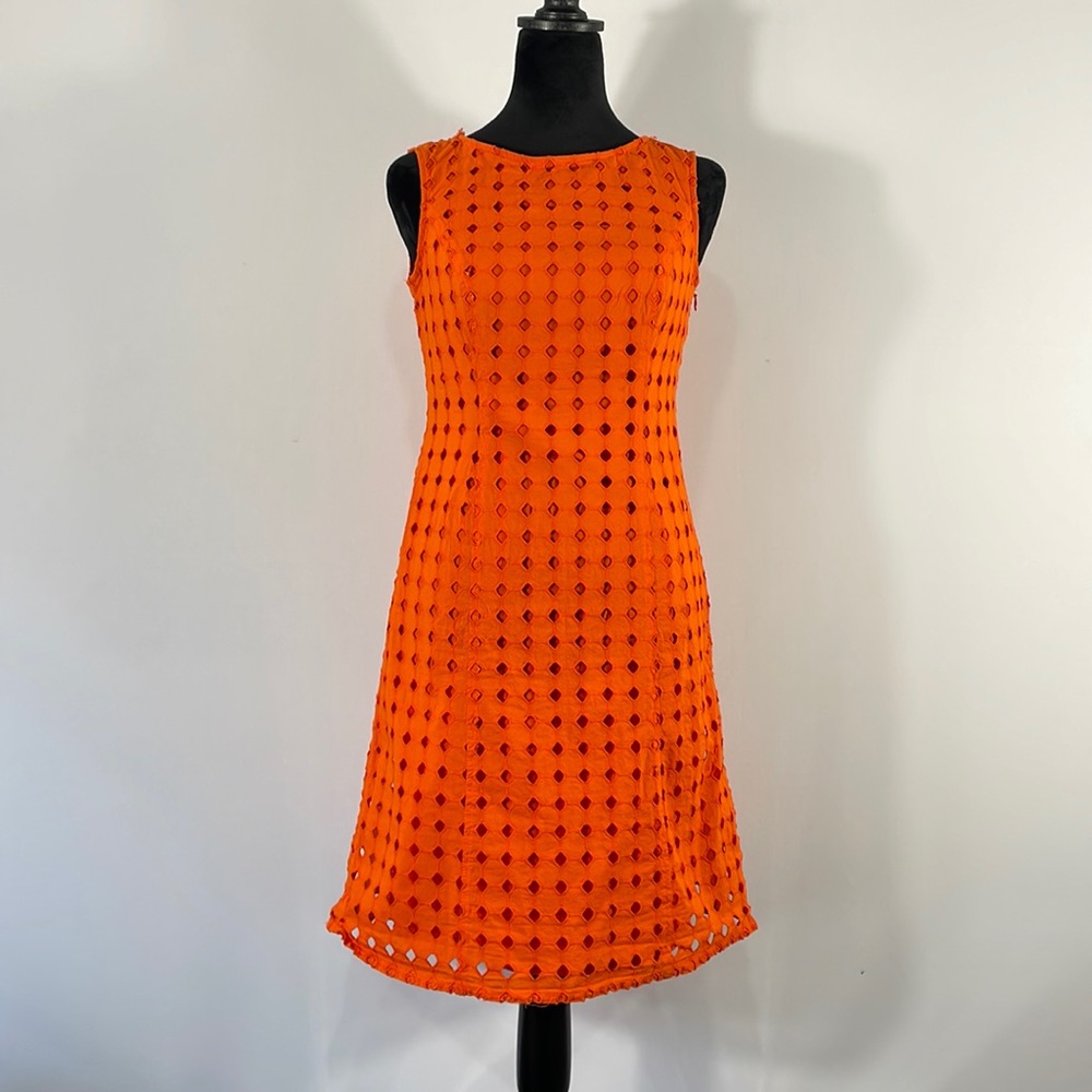 Nine West Orange Eyelet Dress, Sleeveless, Size 4 - Picture 1 of 14